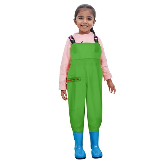 WUXIAN Kids Boys Girls Solid Color Chest Waders Youth Fishing Waders For Toddler Children Waterproof Fishing Waders With Boots Baby Clothes Classic Dailywear