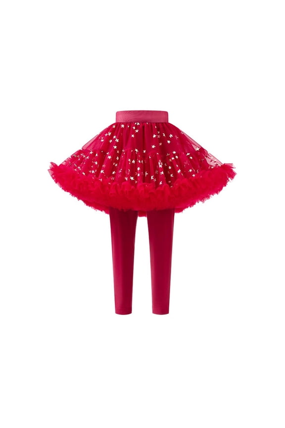 Little Girls Footless Leggings With Tutu Ruffle Skirt Stretchy Pantskirt Toddler Kids Child Breathable Dailywear