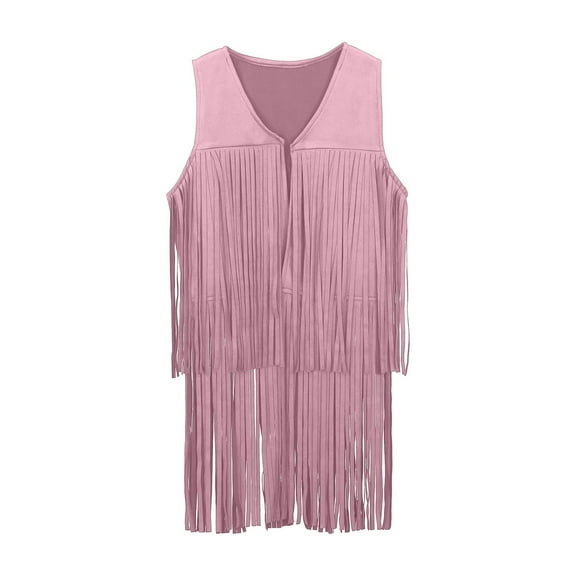 WUXIAN Toddler 60s 70s Retro Cowboy Cow Girl Vest Outfits Hippie Sets Girls Fringe Tassel Vest Party Stylish Baby Streetwear