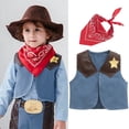 thumbnail image 1 of WUXIAN Toddler Baby Boys Sleeveless Retro Cowboy With Bandanas For Tops Holiday Party Coat Cute Streetwear, 1 of 6