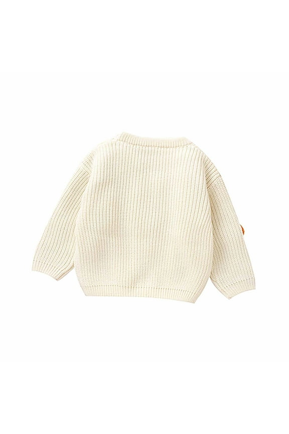 Toddler Baby Girls Boys Crewneck Outfits Long Sleeve Pumpkin Knitted Sweater Clothes Children Classic Dailywear