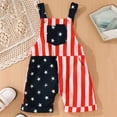 thumbnail image 1 of WUXIAN Toddler Boys Girls Independence Day Striped Printed Overalls Shorts With Pocket Spaghetti Trousers Romper 4th Of July Jumpsuit Comfort Baby Streetwear,Blue,9-12M, 1 of 6
