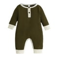 thumbnail image 1 of WUXIAN Toddler Boys Girls Long Sleeve Patchwork Colour Ribbed Romper Jumpsuit Onesie Baby Children Versatile Dailywear, 1 of 7