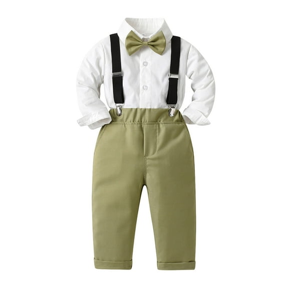 WUXIAN Toddler Boys Long Sleeve Shirt Tops Pants With Tie Child Kids Gentle Outfits Party Dress Baby Trousers Comfort Dailywear