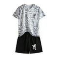 thumbnail image 1 of WUXIAN Toddler Boys Short Sleeved Running Suit Casual Quick Drying Clothes For Boys Girls Summer T-Shirt Tee Tshirts Shorts 2PCS Outfits Sets Versatile Streetwear, 1 of 3
