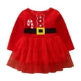 thumbnail image 1 of WUXIAN Toddler Christmas Red Dress Princess Tulle Printed Belt Skirt Princess Dress Infants Baby Sundress Children Cute Dailywear, 1 of 9