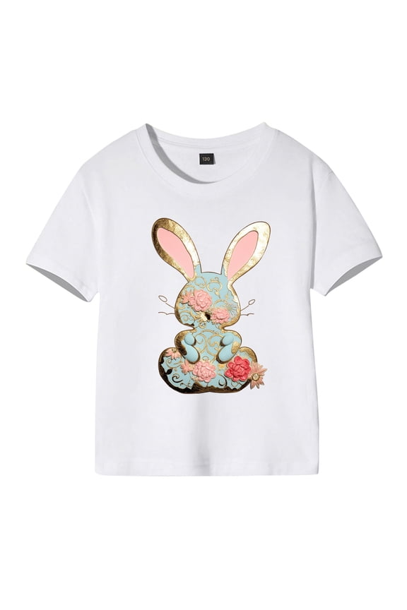 Toddler Girls Boys Easter Summer Short Sleeve Letter Carton Printed T-Shirts Tops Children Tshirts Soft Baby Soft Dailywear