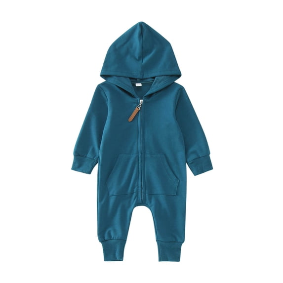 WUXIAN Toddler Girls Boys Winter Long Sleeve Jumpsuit Hooded Solid Color Outwear Children Clothes Baby Classic Dailywear
