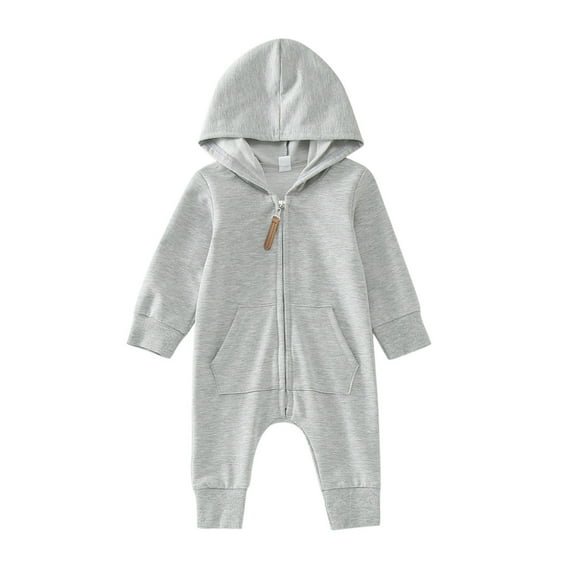 WUXIAN Toddler Girls Boys Winter Long Sleeve Jumpsuit Hooded Solid Color Outwear Children Clothes Baby Comfortable Dailywear
