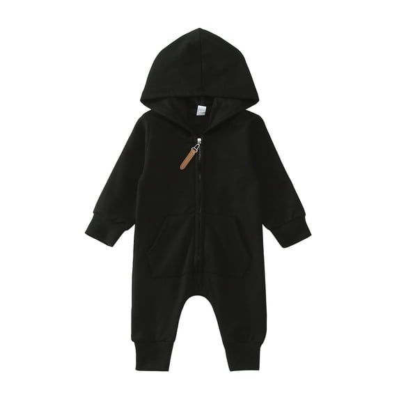WUXIAN Toddler Girls Boys Winter Long Sleeve Jumpsuit Hooded Solid Color Outwear Children Clothes Baby Leisure Dailywear