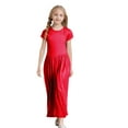 thumbnail image 1 of WUXIAN Toddler Girls Short Sleeve Solid Color Loose Casual Long Maxi Dress With Pockets Cozy Streetwear, 1 of 4