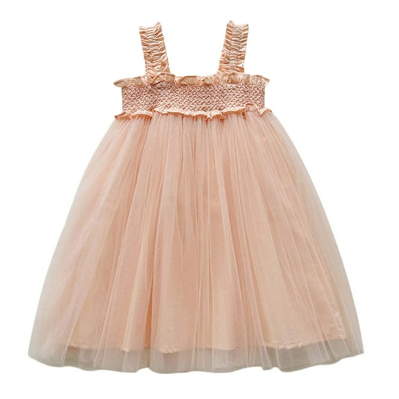 WUXIAN Toddler Girls Sleeveless Mesh Lace Holiday Summer Dress Dance Party Dresses Sundress Relaxed Fit Dailywear