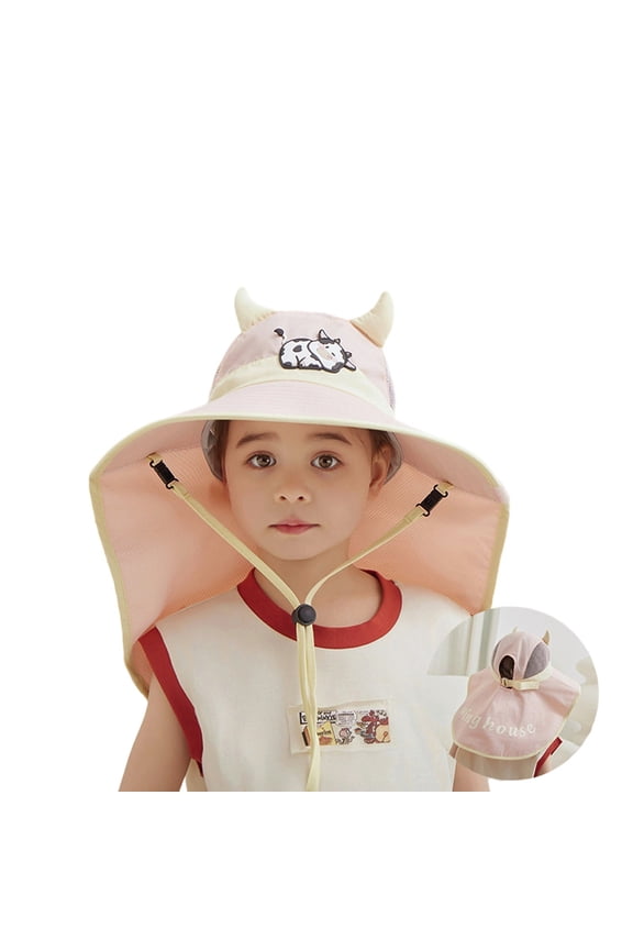 Toddler Girls Sun Hats Upf50+ Sun Protection Bucket Hat Toddler Summer Beach Play Hats With Neck Flap Fishing Hat,Pink,One Size