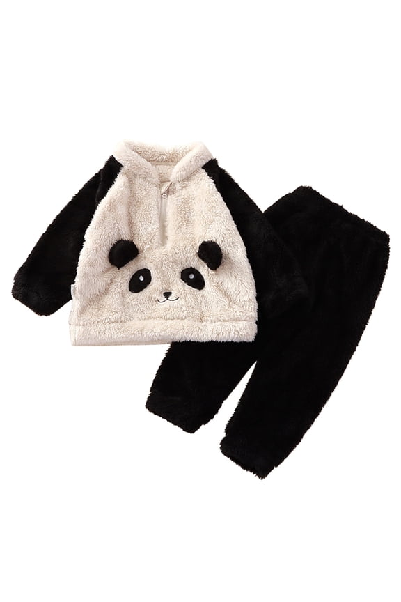 Toddler Girls Winter Long Sleeve Cartoon Bear Panda Rabbit Printed Tops Pants 2PCS Outfits Trousers Set Baby Children Comfortable Dailywear