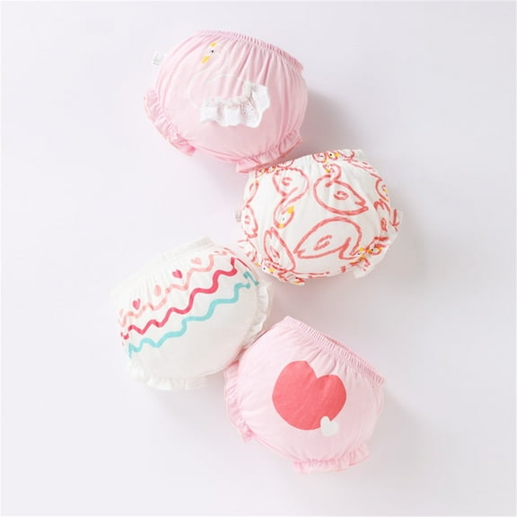 WUXIAN Toddler Kids Baby Girls Underpants Cute Print Underwear Shorts Cotton Ruffled Briefs Trunks 4PCS Trousers Children Classic Panties