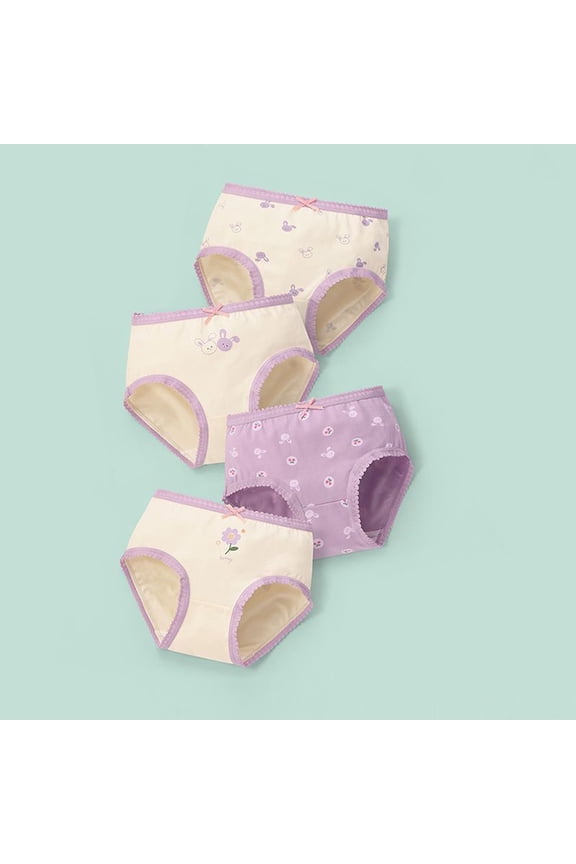 Toddler Kids Baby Girls Underpants Cute Print Underwear Shorts Cotton Ruffled Briefs Trunks 4PCS Trousers Children Classic Panties