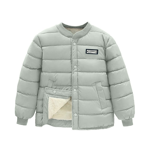 WUXIAN Toddler Kids Boys Girls Coat Winter Jacket Solid Color Outwear Windproof Warm Coat Jacket Child Clothing Baby Clothes Relaxed Fit Dailywear