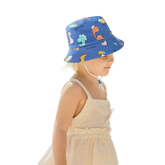 WUXIAN Toddler Kids Sun Hats Sun Protection Hat Wide Brim Summer Outdoor Hat Cotton Baby Bucket Hat With Chin Strap Fishing Hat,B,One Size