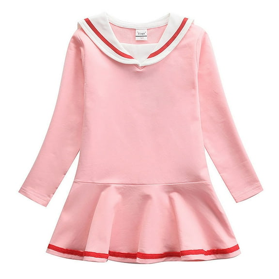 WUXIAN Toddler Little Girls Nautical Sailor Dress Summer Cute Pleated Skirt Playwear Dresses Versatile Dailywear