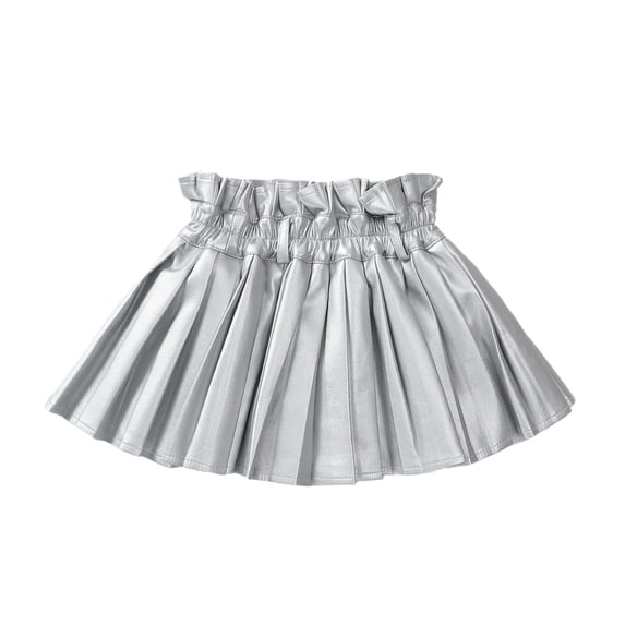 WUXIAN Toddler PU Solid Color Fashion Personality Dress Full Skirt Girls Skirt Trendy Streetwear