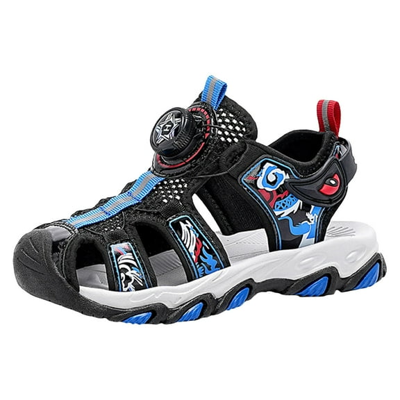 WUXIAN Toddler Sandals Closed Toe Outdoor Hiking Sandal Lightweight Athletic Adjustable Straps Sneakers, Blue