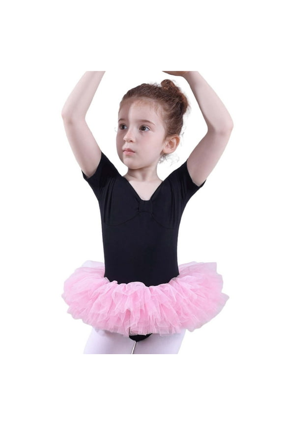 Toddler Short Sleeve Glitter Dance Ballet Tutu Leotard Ballerina Outfits For Girls Toddler Classic Streetwear