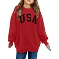 thumbnail image 1 of WUXIAN Toddler USA Printed Crew Neck Long Sleeved Girls Sweatshirt Pullover Cozy Streetwear, 1 of 3