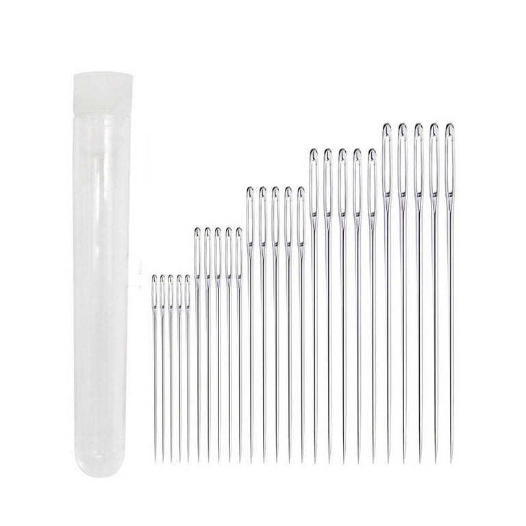 WUXICHEN 25 Large Eye Stitching Needles - 5 Sizes Big Eye Hand Sewing  Needles In Clear Storage Tube For Stitching, Sewing And Crafting 
