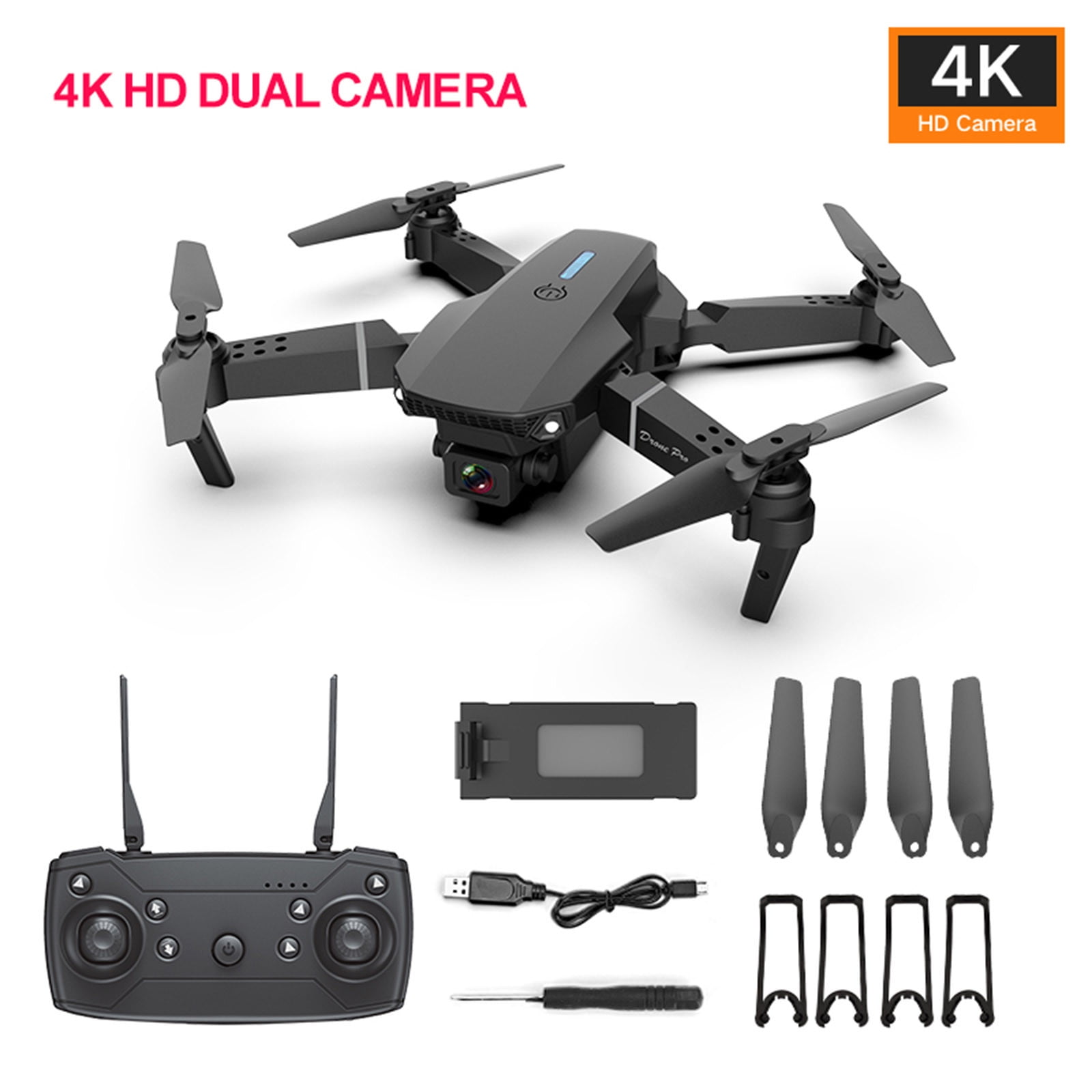 WUXICHEN E88 Pro Foldable 4K Dual Camera Drones Toys for Adults Kids, Mini  UAV RC Quadcopter with One Key Start/Return, Altitude Hold, Headless Mode,  Waypoints Functions, Gesture Control 