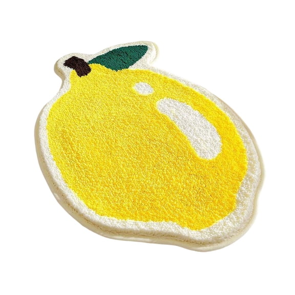 WUXICHEN Fruit Shape Bath Mat, 16x24 inch Soft Absorbent Carpet, Non-Slip Bathroom Rug for Shower, Quick-Dry Floor Mat for Kids Room, Whole Lemon