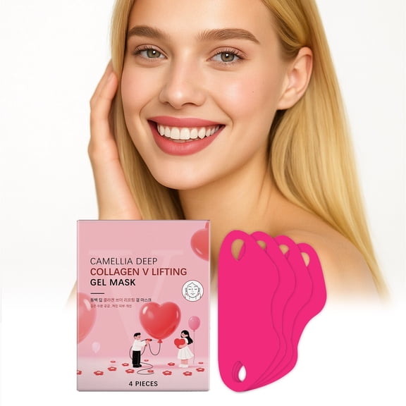WUXICHEN V Line Lifting Mask 4 Pack, Deep Collagen V Lifting Gel Mask, Instant Face Lifting Mask, Cooling and Depuffing Face Toning Belt, Korean Skin Care, Jawline Shaper Face Lift Tape