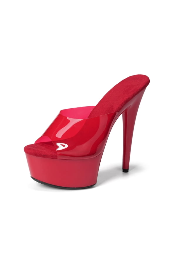 Women's 6-Inch Platform High Heels Sexy Stiletto Pole Dance Exotic Sandal Shoes, Stiletto Sexy Pole Dancing Exotic High Heel Shoes for Party & Club, Red 6