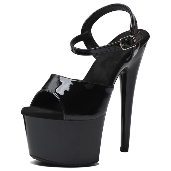 WUXIN H&P Women's 7-Inch Platform Heels, Stiletto Ankle-Strap Sexy Pole Dancing Exotic High Heel Shoes for Party & Club, Black 8
