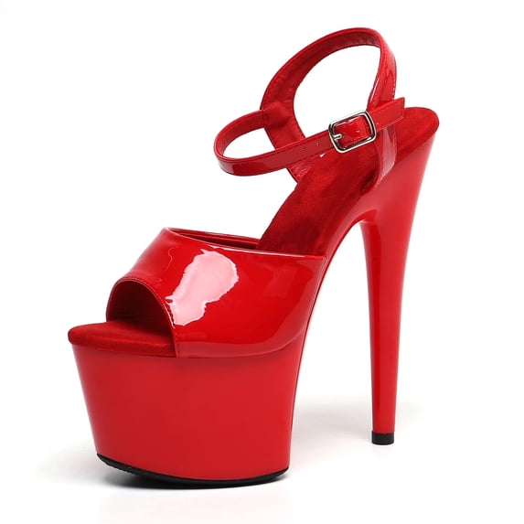WUXIN H&P Women's 7-Inch Platform Heels, Stiletto Ankle-Strap Sexy Pole Dancing Exotic High Heel Shoes for Party & Club, Red 13