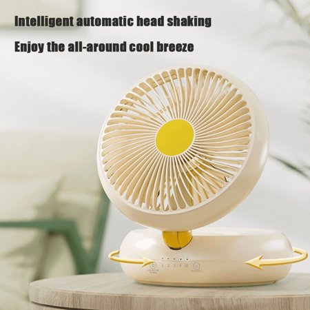 WUYANG Table Fan, Rechargeable Remote Control Fan with Auto Oscillation 90 Foldable Ultra Quiet 4 Speeds Wind, Portable Air Circulator Fan,Hang Hook, USB Wall Fan for Bedroom Office Kitchen