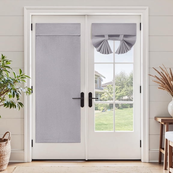 WUYIBA-100% Linen Blackout Sidelight Curtains for Front Door, Side Door Window Curtains, Small Window,Thermal Insulated Covering, 1 Panel, W12 X L40 Inch, Light Gray