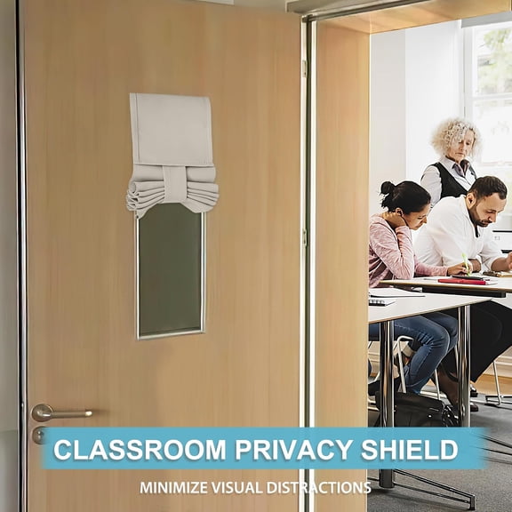WUYIBA-2 Panels Classroom Door Window Cover, Blackout Shades for Classroom Windows and Doors Cover Lockdown Shades, Room Darkening Design Blocks Views, W 8 x L 36, Natural