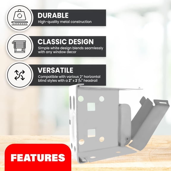 WUYIBA-2" x 2 1/4" High Profile Box Mounting Brackets for Horizontal Blinds - White, 1-Pair (2 Pieces) with Screws