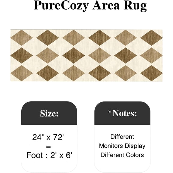 WUYIBA-2x6 Runner Checkered Rug for Hallways Brown Washable Long Carpet Non-Slip Low Pile Boho Indoor Accent Throw Rug for Entrance Kitchen Bedroom Dining Laundry