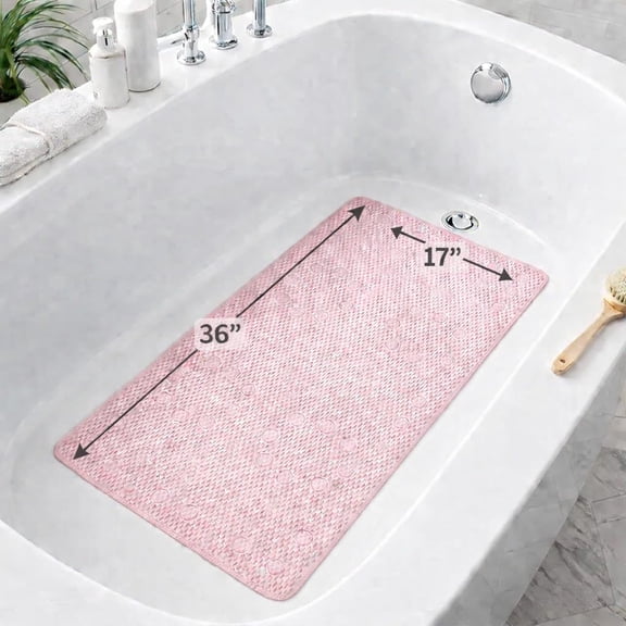 WUYIBA-Bathtub Mat Non Slip, Bath Mat for Tub Non Slip, Tub Mat Extra Large 36 x 17 in, Bathtub Mat with Suction Cups & Drain Holes, Soft Foam, Machine Washable, Lavender