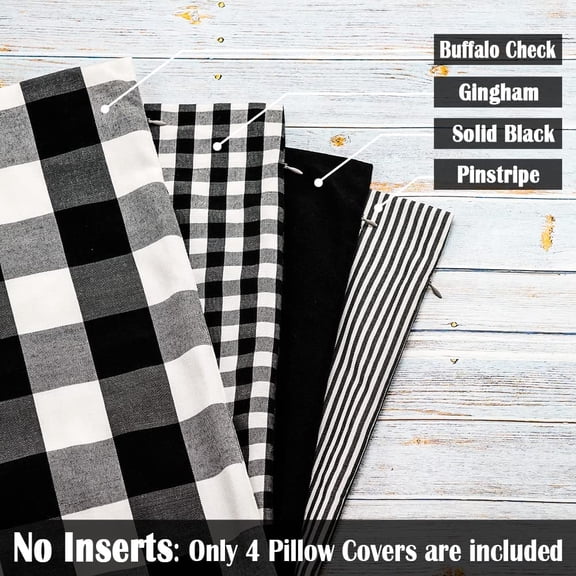 WUYIBA-Black and White Buffalo Plaid Outdoor Throw Pillow Covers 18x18 Set of 4 Buffalo Check Farmhouse Decor for Couch Room and Front Porch