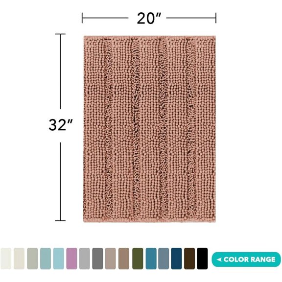 WUYIBA-Chenille Bath Rugs Shaggy Bathroom Rugs Non Slip Bath Rugs for Bathroom 20 x 32 Muted Clay Bath Rug Extra Soft and Absorbent Area Rug, 20"x 32", Muted Clay
