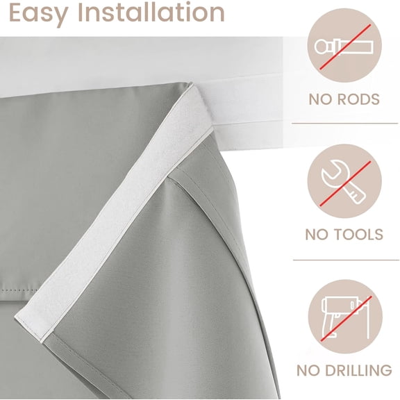 WUYIBA-Classroom Door Curtain - Sidelight Curtains for Front Door, Small Window Covering for Office Glass Window, 1 Panel, W12 x L40, Silver Grey