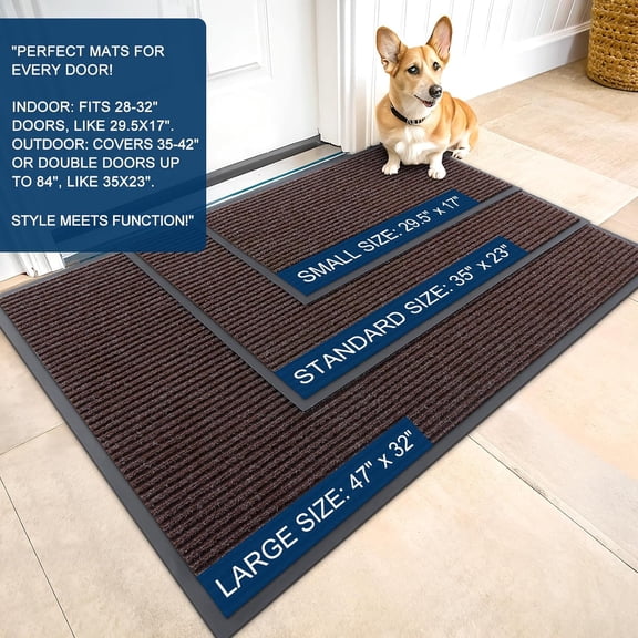 WUYIBA-Front Door Mat Indoor Outdoor Entrance, Waterproof Heavy Duty Doormat, Fade Resistant, Low Profile, Easy Clean Patio Porch Welcome Floor Mats for Entry, 29.5x17, Tan