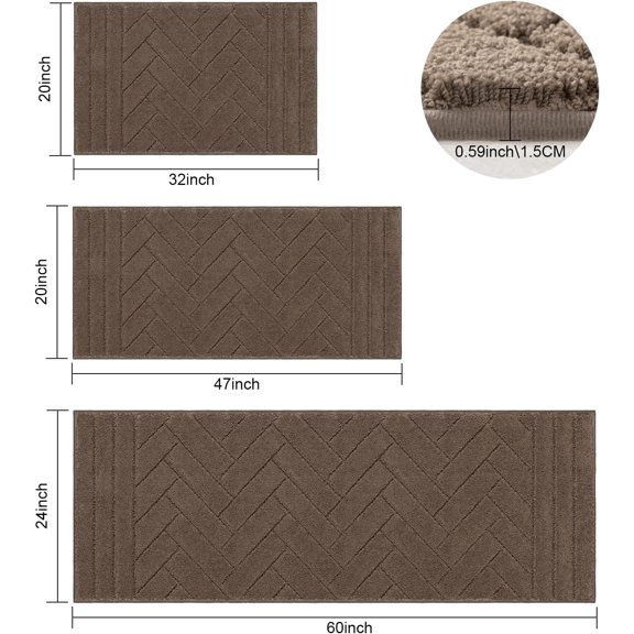 WUYIBA-Indoor Doormat,Front Back Door Mat Rubber Backing Non Slip Door Mats 24"x59" Absorbent Resist Dirt Entrance Doormat Inside Floor Mats for Entryway Washable Low-Profile(Camel)