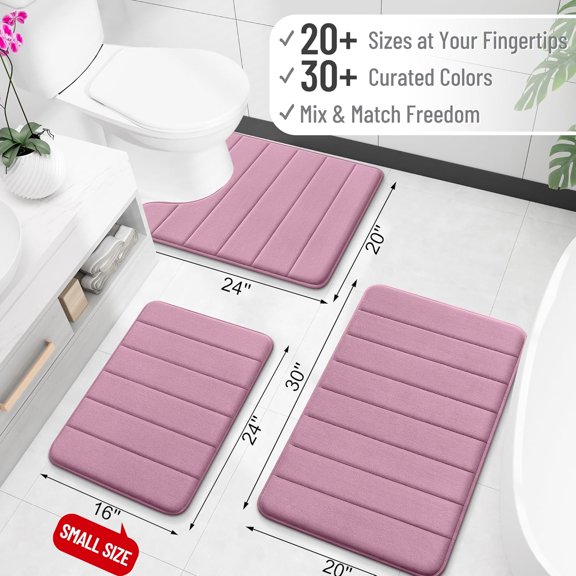 WUYIBA-Memory Foam Bath Mat 24x16, Super Soft Absorbent Bathroom Rugs, Quick Dry, Machine Washable Shower Floor Rugs, Bathmat Carpet, Bathroom Home Decor Accessories, Deep Plum