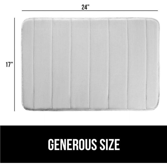 WUYIBA-Memory Foam Bath Mat, Soft Absorbent US Designed Bathroom Rug, Gripping Dots Machine Washable Bathmat, Cushioned Floor Mats, Shower Sink Rugs Room Dcor Accessories, 24x17 Light Gray