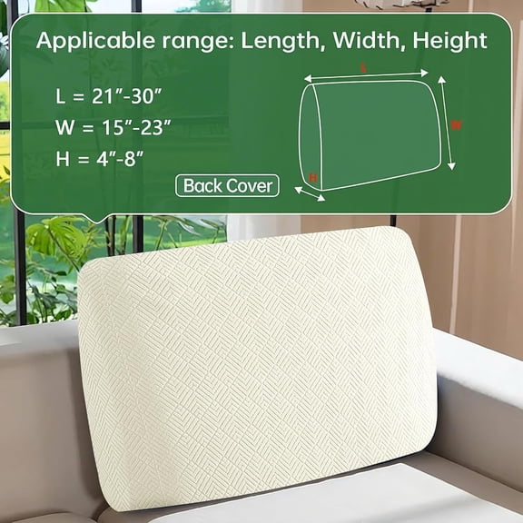 WUYIBA-Plush Couch Back Cushion Covers, Washable Anti-Slip Backrest Cushion Cover for Sectional Sofa - Soft, Thick, Pet-Friendly Modular Furniture Protector for Living Room (1 Pc Back Cover, Beige)