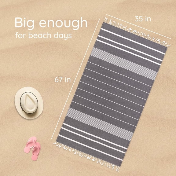 WUYIBA-Premium Turkish Beach Towel 100% Cotton, Quick Dry, Sand Free, Oversized Quick Dry Towel 35x 67 Ideal for Travel, Pool, and Beach Blanket Black Color