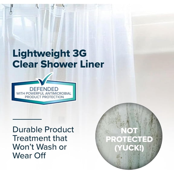 WUYIBA-Protected Shower Curtain Liner, 3G Lightweight, 70"x72", Clear